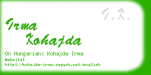 irma kohajda business card